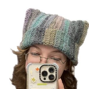 blue striped cat hat